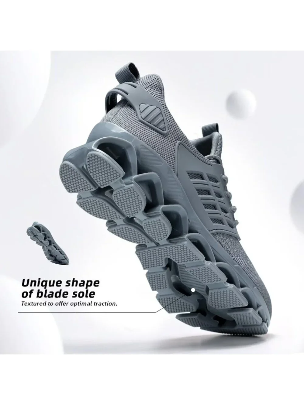 Men's Grey Walking Shoes Slip on Blade Tennis Casual Fashion Trail Running